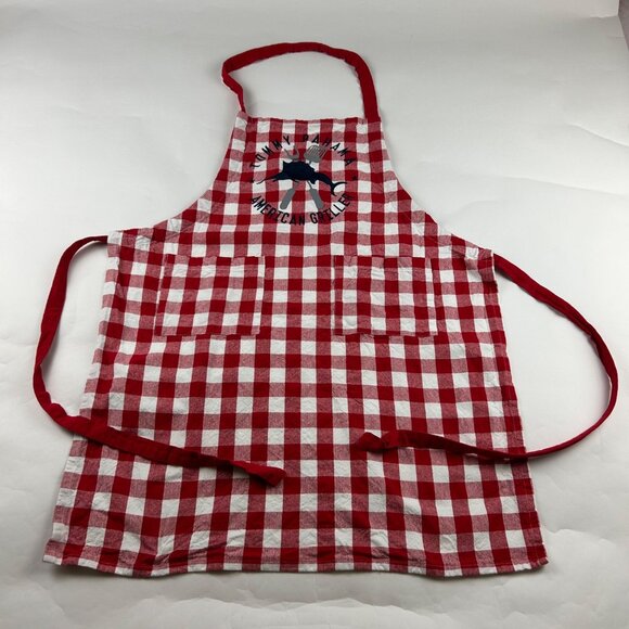 Tommy Bahama Red Gingham American Griller Cotton Tie Apron OS - Picture 2 of 6